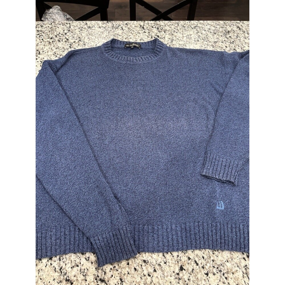 Dunhill Vintage Mens Blue Cotton Silk Crewneck Sweater Italy XL Preppy
